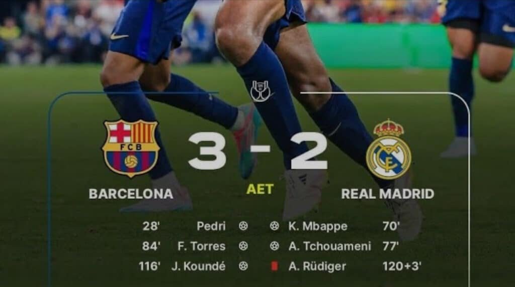 Final score Barcelona 3 -Real madrid 2