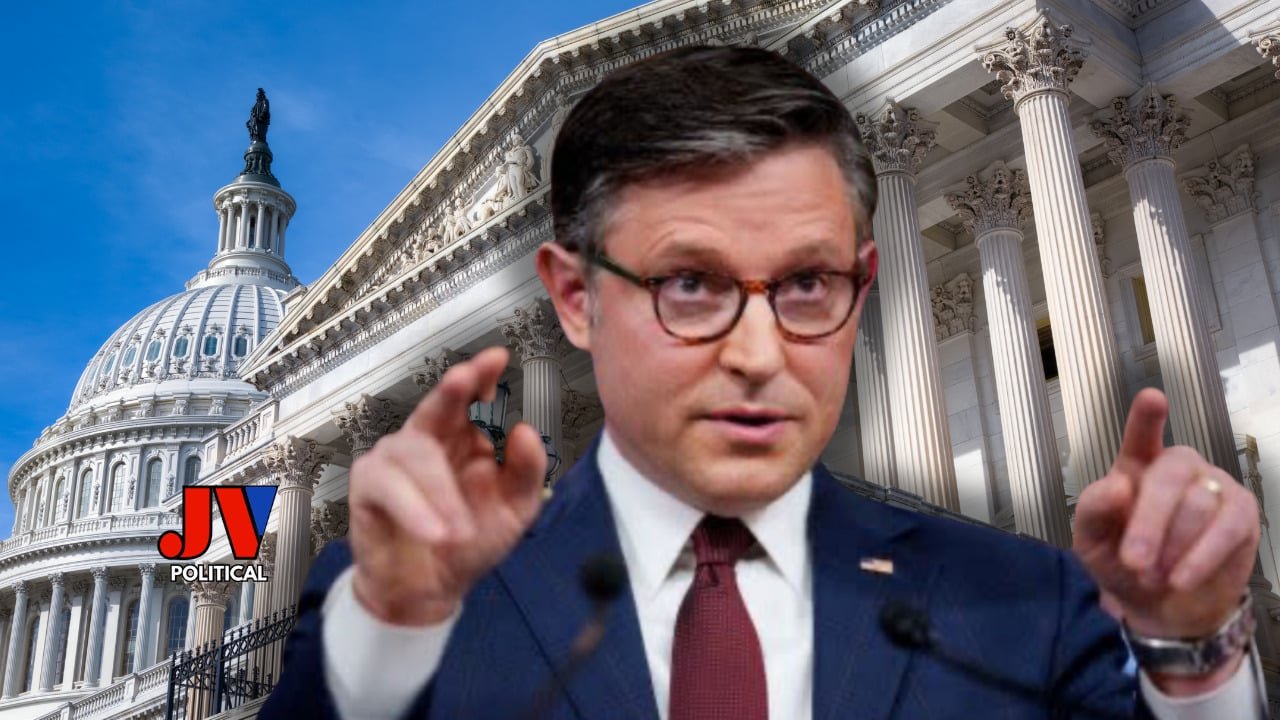"JV Charles, Senior Editor at JV Political, passionately points at the camera in front of the U.S. Capitol, with its iconic dome and columns in the background. The JV Political logo in bold red, white, and blue stands out. Caption: 'The Big Beautiful Bill Contents are HERE! Trump’s MAGA agenda is taking over—join the fight at jvpolitical.com! 🇺🇸 #MAGA #Trump2025'"