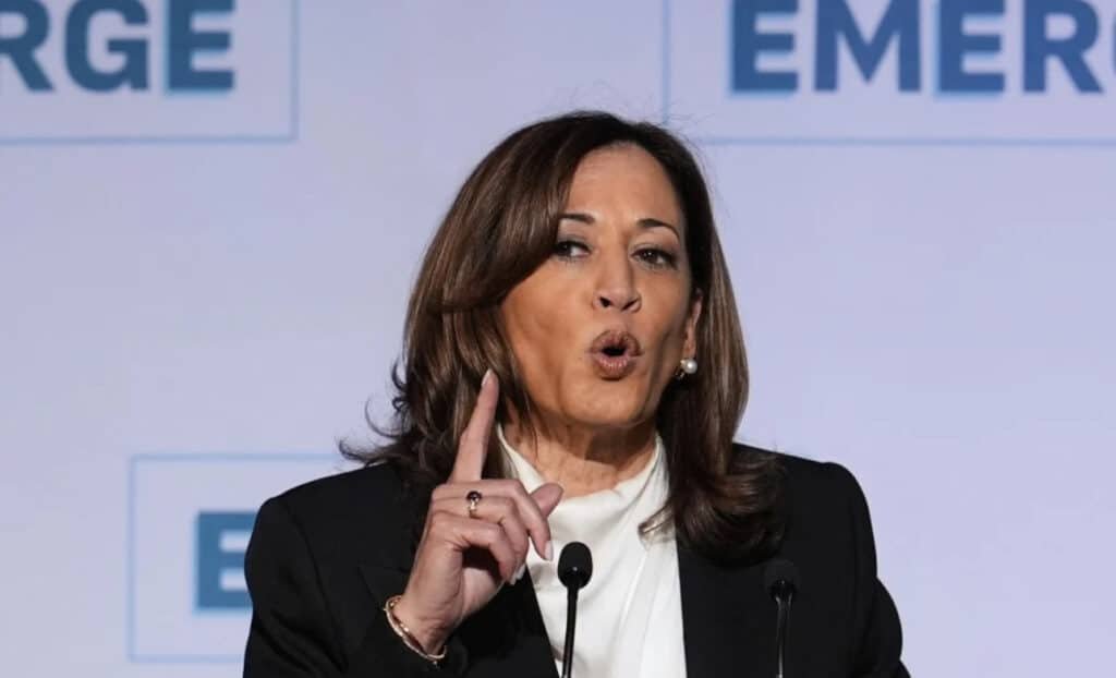 "Kamala Harris at Emerge Gala! Her latest speech attacks Trump, but America First stands taller! #KamalaHarris #TrumpWins #Maga"