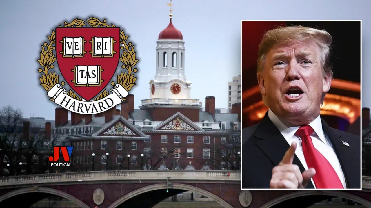 🌟 President Trump takes on Harvard! 🏫 The Harvard crest and iconic campus stand in the background as Trump demands transparency on international students. JVPolitical is all in for this America First fight! 🇺🇸💪 #TrumpVsHarvard #AmericaFirst #MAGA #JVPolitical #PatriotPower Trump Doubles Down On Demands To Harvard