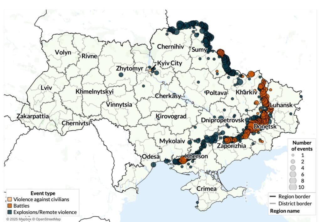💥🗺️ Ukraine War Update 2025: Map showing conflict hotspots! 🇺🇦 Donetsk, Luhansk, and Kharkiv are burning with battles 🔥 and explosions 💣—hundreds of events reported. Kyiv, Odesa, and Sumy face violence against civilians. Trump’s fighting for peace—can he turn this around? 🇺🇸🙏 #RussiaUkraineWar2025 #TrumpSavesUkraine #WarHotspots #jvpolitical #UkraineUnderFire #DonetskBattles #PatriotTruth #AmericaLeads