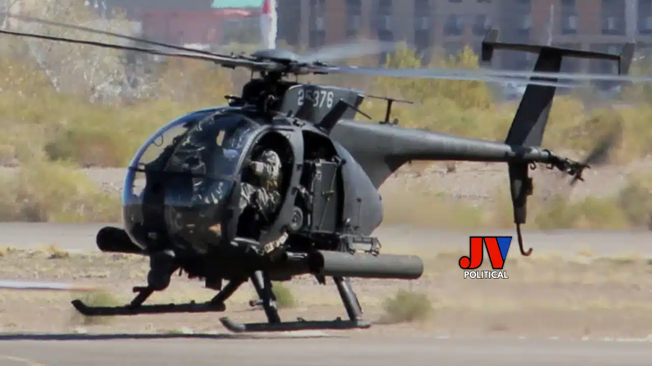 "Check out this beast! The AH-6 Little Bird Attack Helicopter roars into action, its sleek black frame and spinning blades cutting through the desert air. Armed to the teeth with miniguns and rockets, this Little Bird Chopper is the pride of the U.S. Army’s 160th SOAR Night Stalkers. Caught mid-takeoff on a dusty airstrip, with the Helicopter MH-6 Little Bird logo shining proud, it’s a symbol of American grit and power! 🇺🇸🔥 #LittleBirdHeli #MilitaryMight #PatriotPride #JVPolitical"
